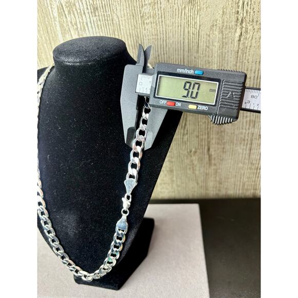 New 20" 9mm Miami Cuban Link Sterling Silver Over Chain - Picture 4 of 6
